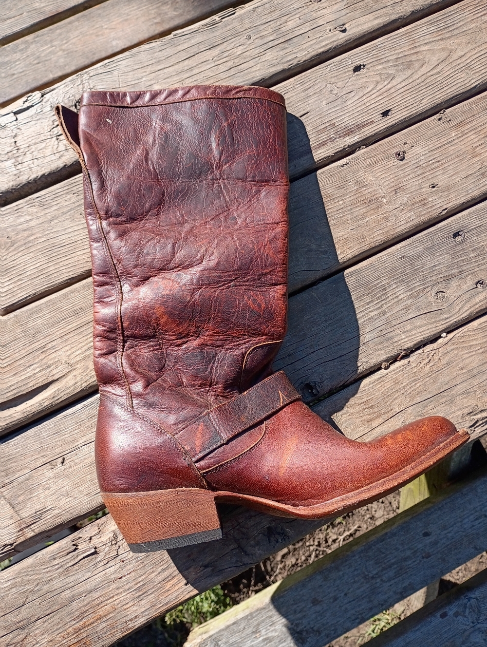 Macie Bean Brown Leather Mid-Calf Western Boot